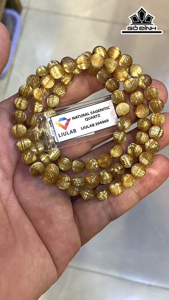 Chuỗi Đá Thạch Anh Tóc Vàng Đường Kính Hạt 7,45-6,93 (mm) 205.26cts