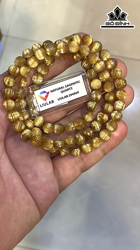 Chuỗi Đá Thạch Anh Tóc Vàng Đường Kính Hạt 7,45-6,93 (mm) 205.26cts