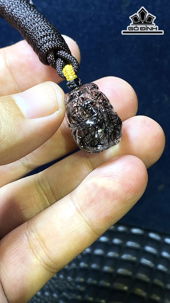 Mặt Dây Chuyền Đá Thạch Anh Tóc Đen Cao 19,8 Ngang 14,6 Sâu 12,8 (mm) 8gr