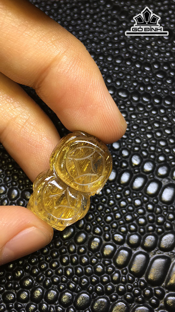 Mặt Dây Chuyền Đá Thạch Anh Tóc Vàng Cao 22 Ngang 13 Sâu 11,8 (mm) 5,8gr