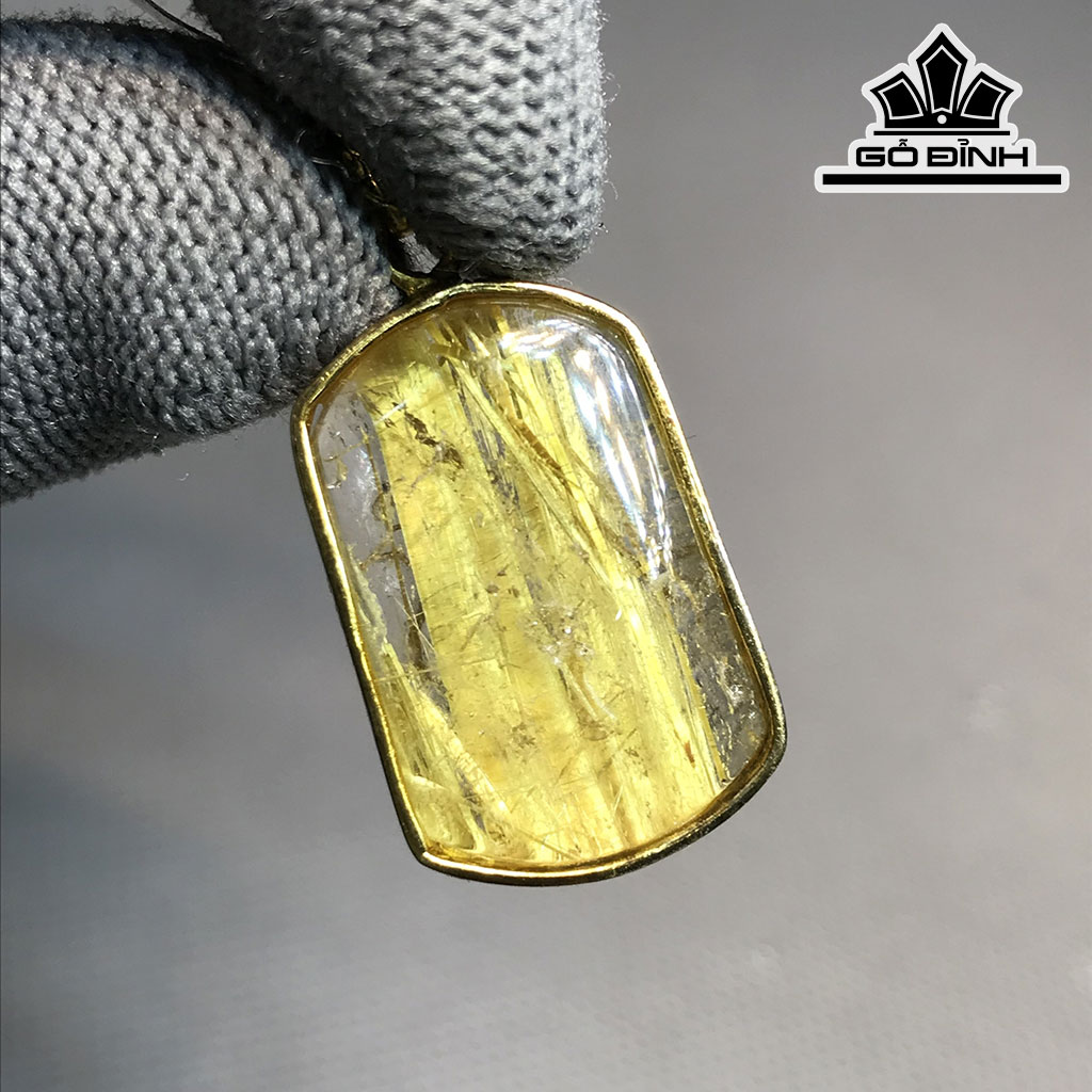 Mặt Dây Chuyền Đá Thạch Anh Tóc Vàng Cao 26,2 Ngang 17,3 Sâu 8,6 (mm) 8gr