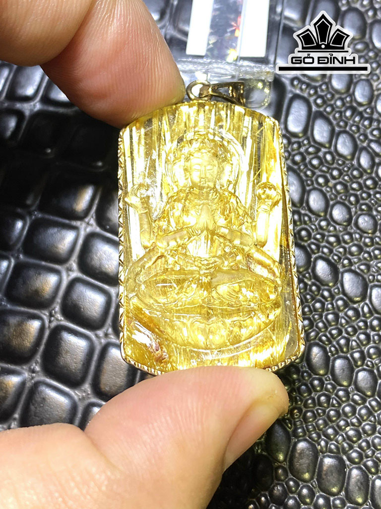 Mặt Dây Chuyền Đá Thạch Anh Tóc Vàng Cao 40,78 Ngang 23,87 Sâu 9,83 (mm) 94,83cts