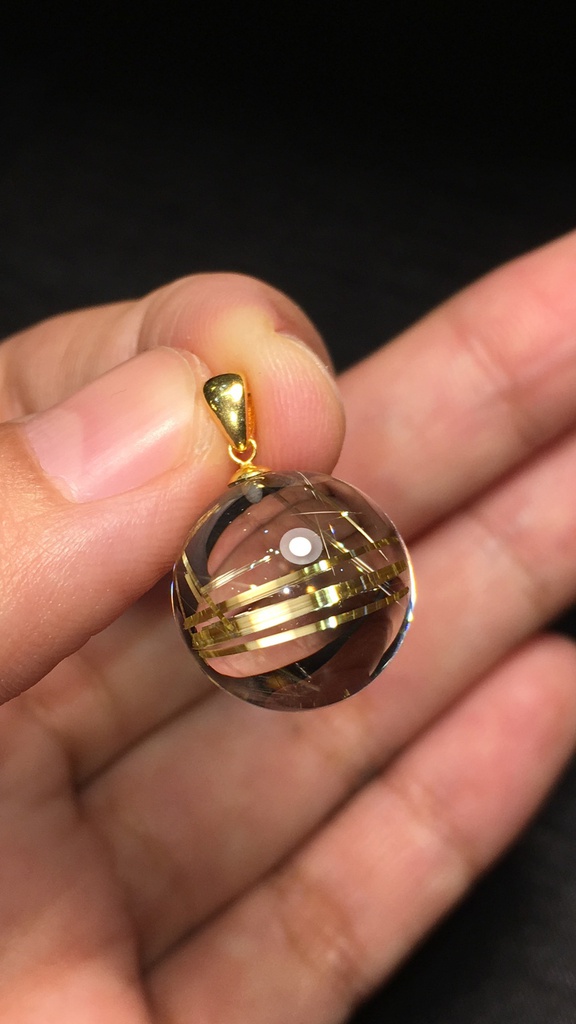 Mặt Dây Chuyền Đá Thạch Anh Tóc Vàng Đường Kính 13,9 (mm) 4gr