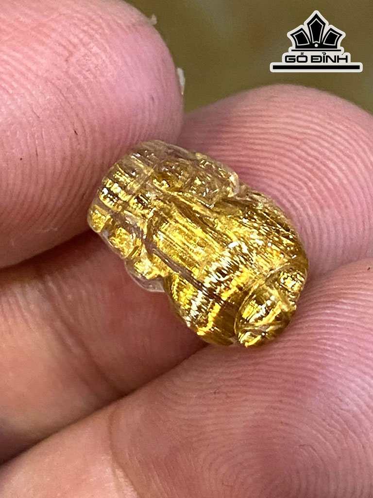 Mặt Dây Chuyền Tỳ Hưu Đá Thạch Anh Tóc Vàng Cao 13,6 Ngang 8,8 Sâu 7,5 (mm) 1,7gr