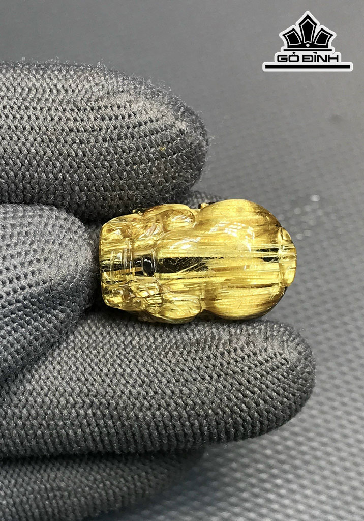 Mặt Dây Chuyền Tỳ Hưu Đá Thạch Anh Tóc Vàng Cao 23,6 Ngang 14,5 Sâu 11 (mm) 7,2gr