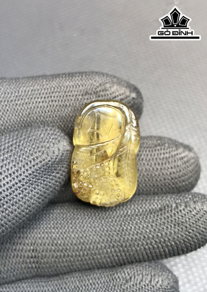 Mặt Dây Chuyền Tỳ Hưu Đá Thạch Anh Tóc Vàng Cao 26,6 Ngang 16,5 Sâu 10,5 (mm) 9,1gr