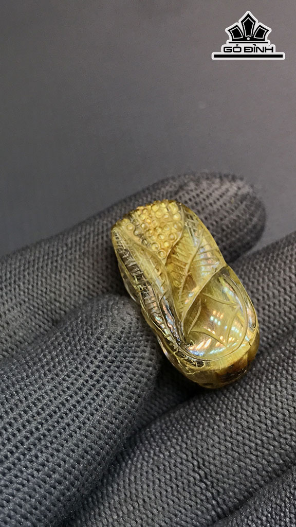 Mặt Dây Chuyền Tỳ Hưu Đá Thạch Anh Tóc Vàng Cao 29,7 Ngang 14,7 Sâu 12 (mm) 9,7gr