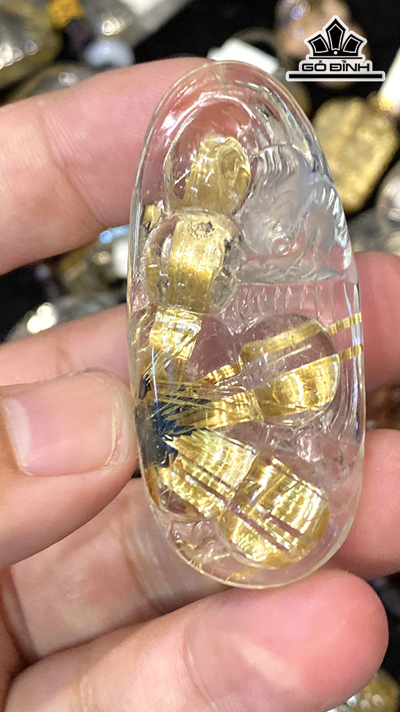 Rồng Đá Thạch Anh Tóc Vàng Cao 58 Ngang 25 Sâu 11,8 (mm) 24,8gr