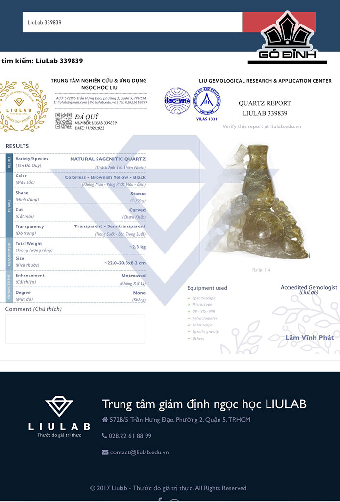 Tác Phẩm Tỳ Hưu Đá Thạch Anh Tóc Vàng Cao 22 Ngang 20,3 Sâu 8,2 (cm) 2,3kg