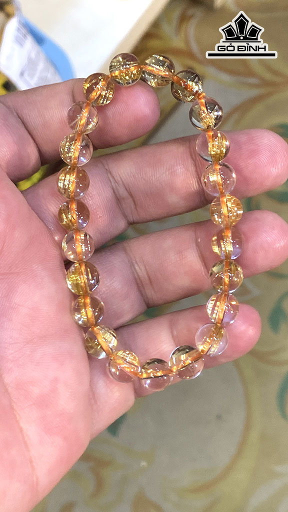 Vòng Tay Đá Thạch Anh Tóc Vàng Đường Kính Hạt 7,9 (mm) 17gr