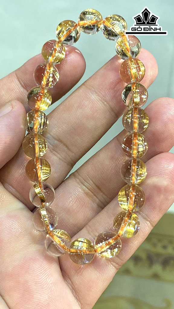 Vòng Tay Đá Thạch Anh Tóc Vàng Đường Kính Hạt 8,6 (mm) 19.6gr