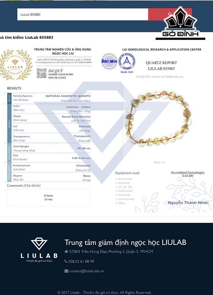 Vòng Tay Đá Thạch Anh Tóc Vàng Đường Kính Hạt 9,09-8,49 (mm) 101.06cts