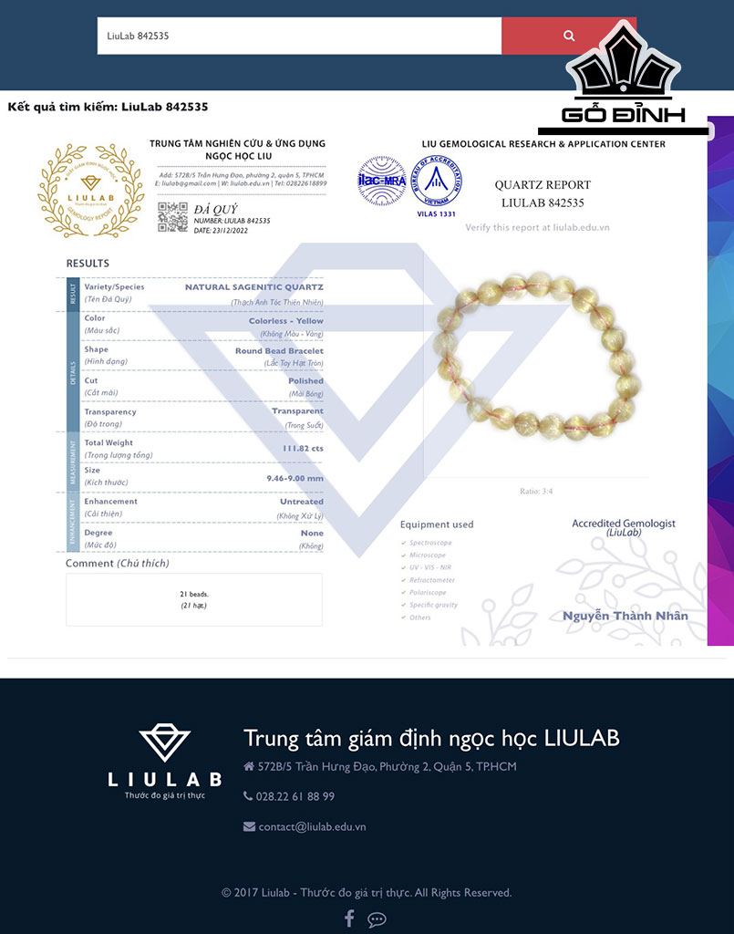 Vòng Tay Đá Thạch Anh Tóc Vàng Đường Kính Hạt 9,46-9,00 (mm) 111.82cts