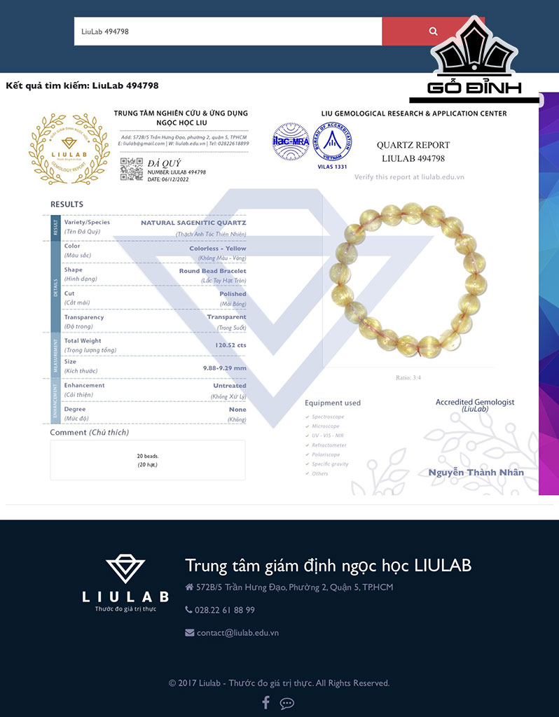 Vòng Tay Đá Thạch Anh Tóc Vàng Đường Kính Hạt 9,88-9,29 (mm) 120.52cts
