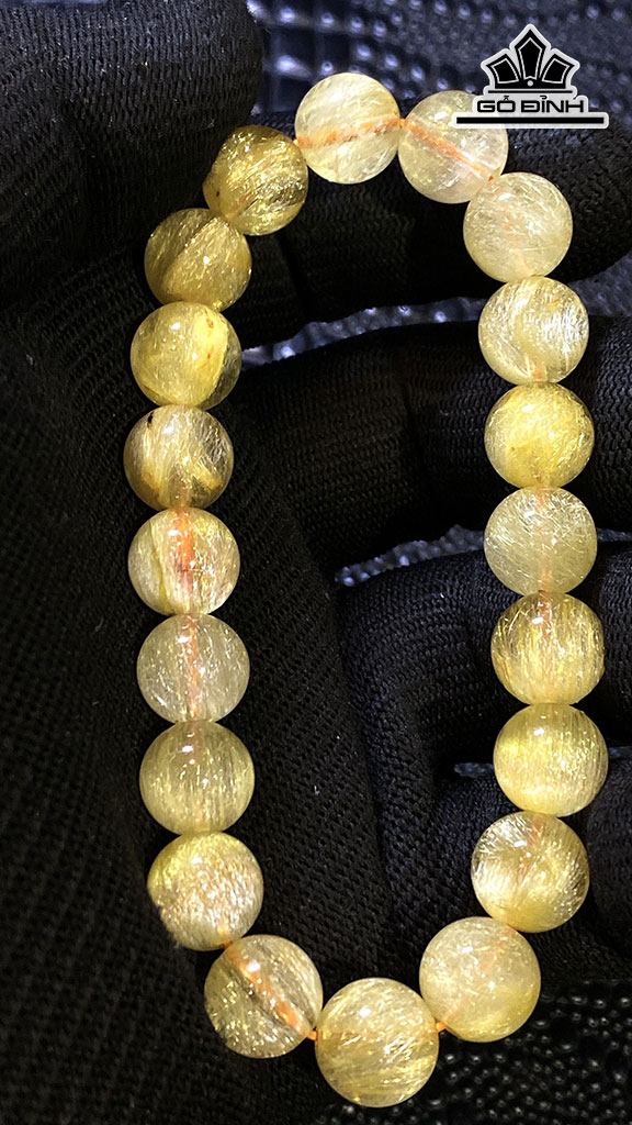 Vòng Tay Đá Thạch Anh Tóc Vàng Đường Kính Hạt 10 (mm) 29gr