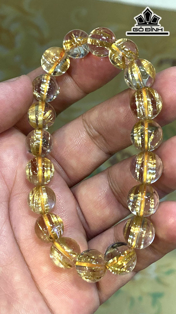 Vòng Tay Đá Thạch Anh Tóc Vàng Đường Kính Hạt 10,8 (mm) 32gr