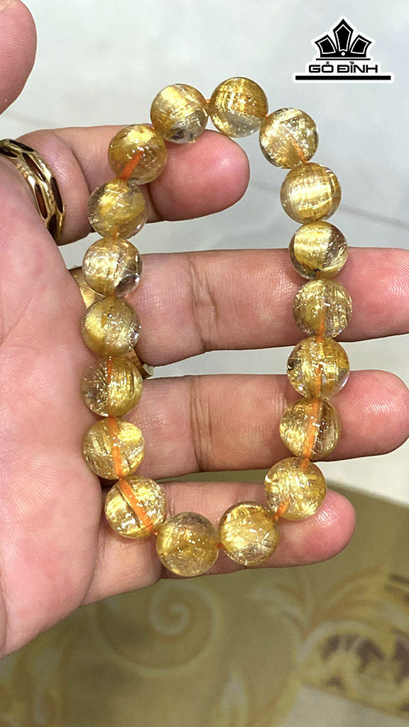 Vòng Tay Đá Thạch Anh Tóc Vàng Đường Kính Hạt 11 (mm) 35.5gr