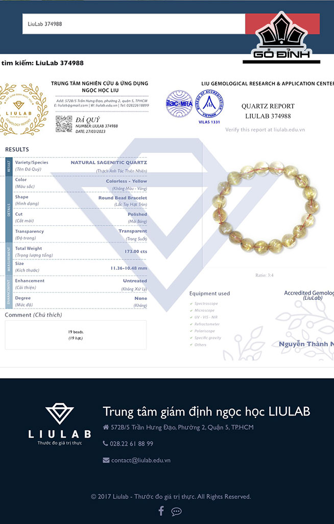 Vòng Tay Đá Thạch Anh Tóc Vàng Đường Kính Hạt 11,36-10,48 (mm) 173.00cts
