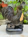 Tượng Gà Trống Gỗ Mun Hoa Cao 36 Ngang 25 Sâu 13 (cm)