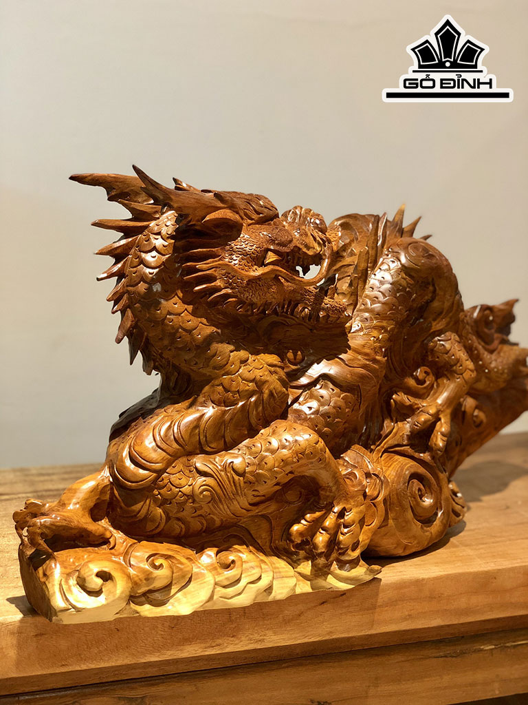 Tượng Nhất Long Gỗ Hương Ngang 63 Cao 34 Sâu 15 (cm)