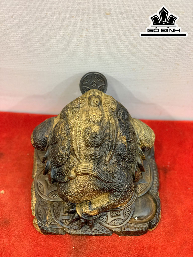 Tượng Thiềm Thừ Gỗ Mun Hoa Cao 11 Ngang 17 Sâu 17 (cm)