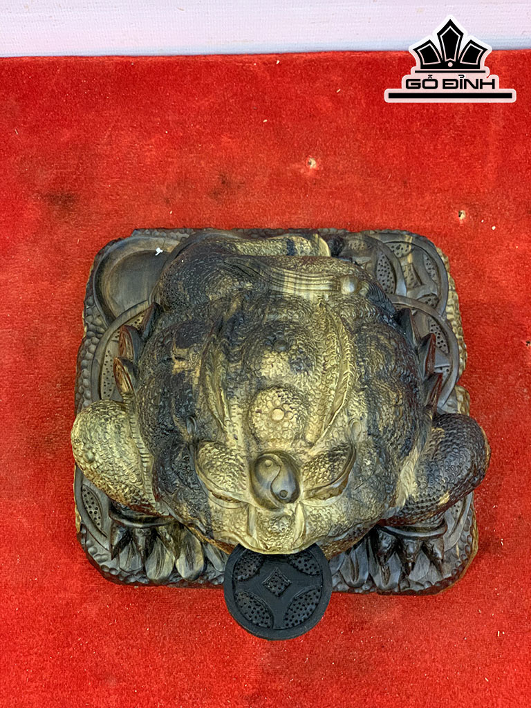 Tượng Thiềm Thừ Gỗ Mun Hoa Cao 11 Ngang 17 Sâu 17 (cm)