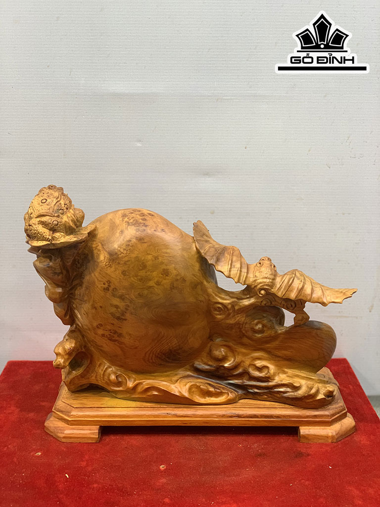 Tượng Thiềm Thừ Gỗ Nu Hương Cao 26 Ngang 30 Sâu 13 (cm)