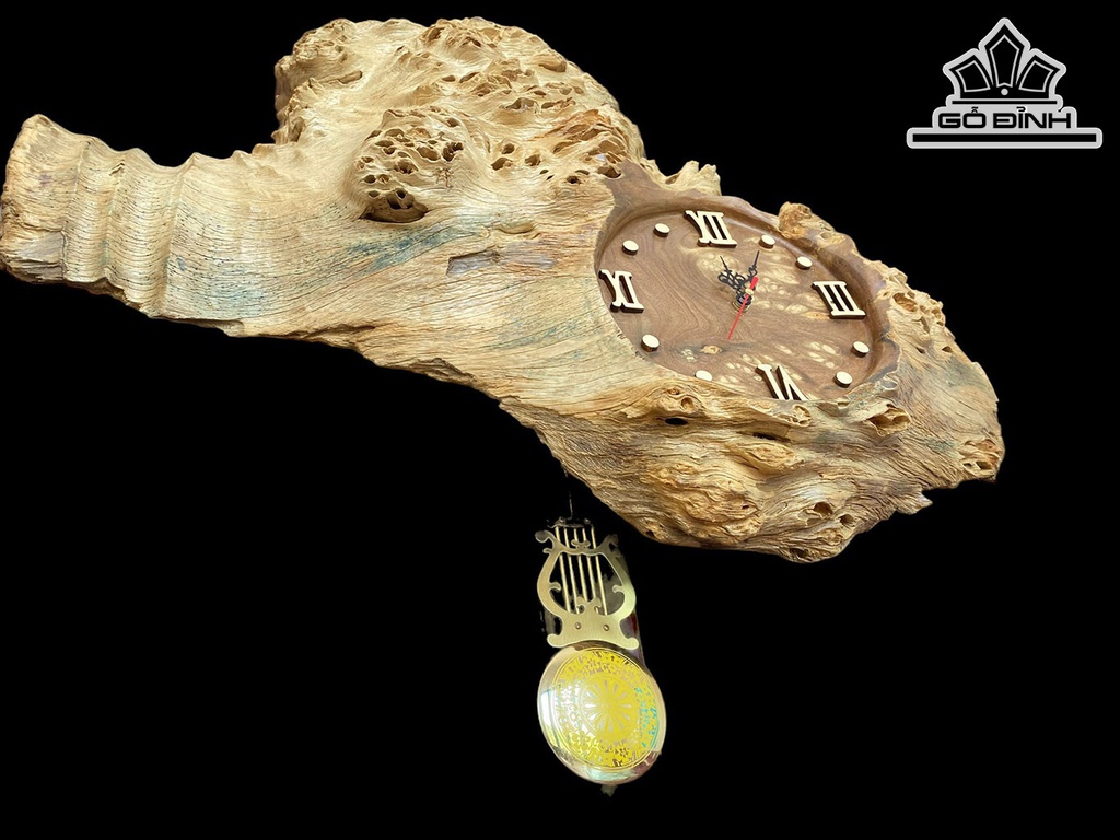 Đồng Hồ Gỗ Nu Nghiến Cao 45 Dài 65 Dầy 10 (cm)