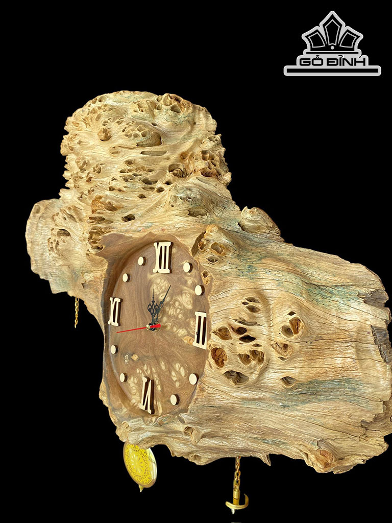 Đồng Hồ Gỗ Nu Nghiến Cao 45 Dài 65 Dầy 10 (cm)
