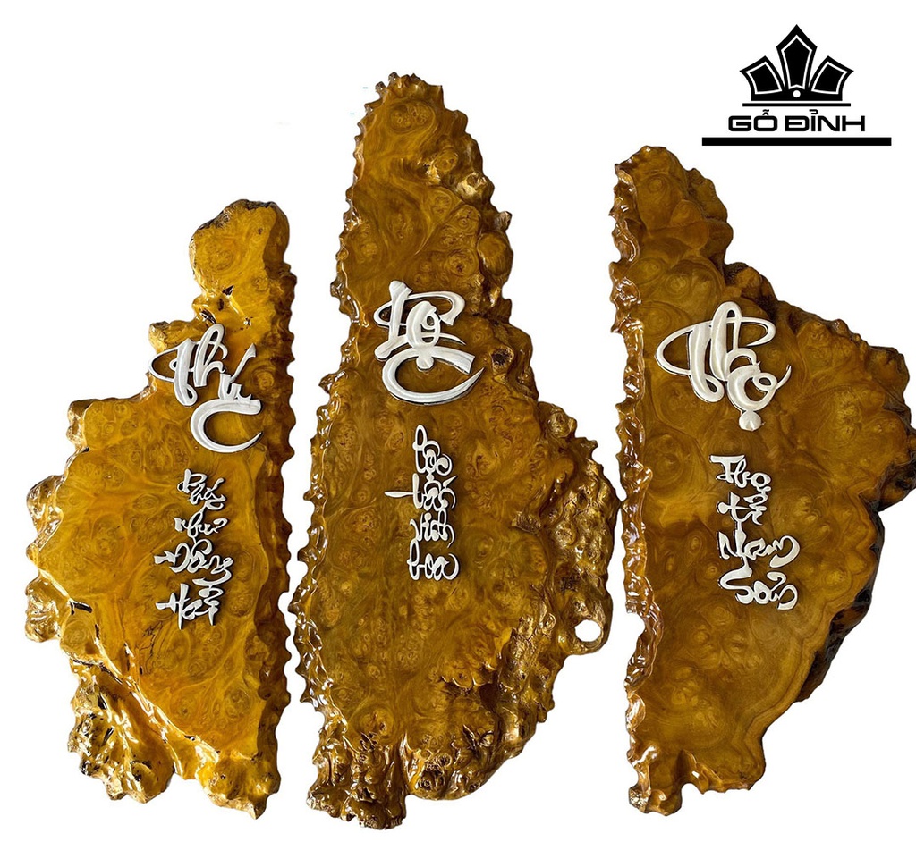 Tranh Phúc Lộc Thọ Gỗ Nu Nghiến Cao 83 Ngang 72 Sâu 2,4 (cm)