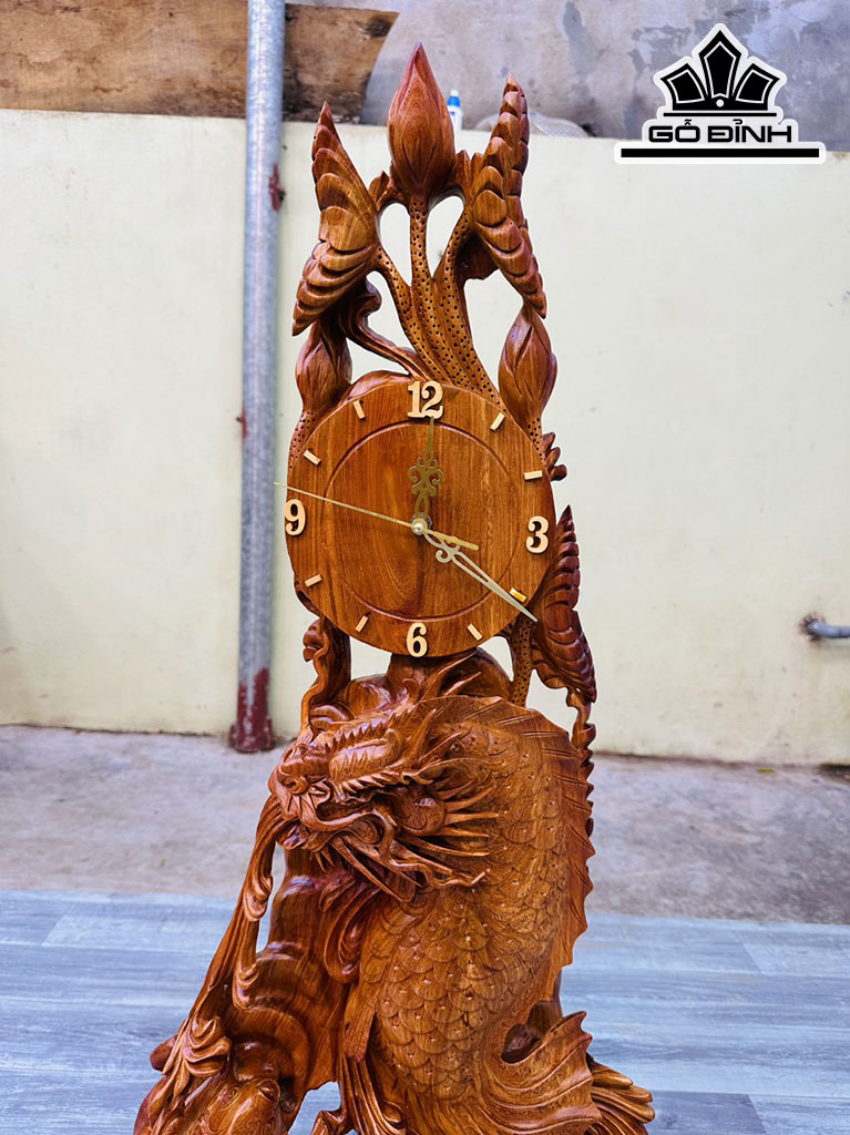Tượng Tam Ngư Hóa Rồng Gỗ Hương Cao 93 Ngang 45 Sâu 32 (cm)