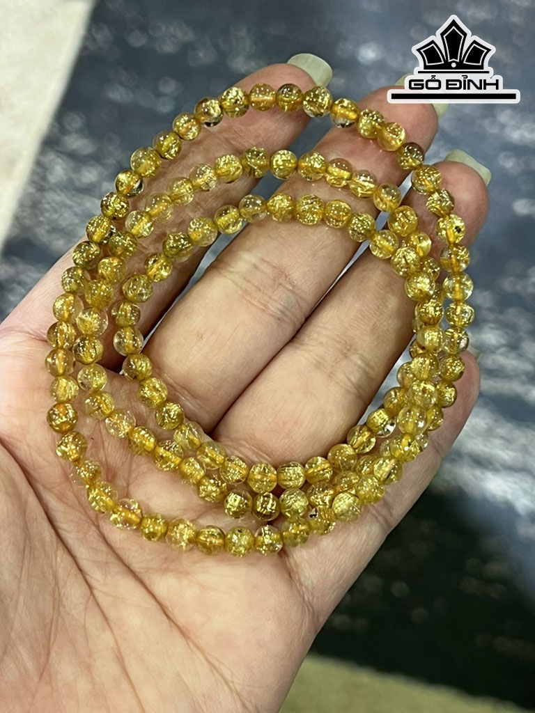 Chuỗi Đá Thạch Anh Tóc Vàng Đường Kính Hạt 4,8 (mm) 18gr