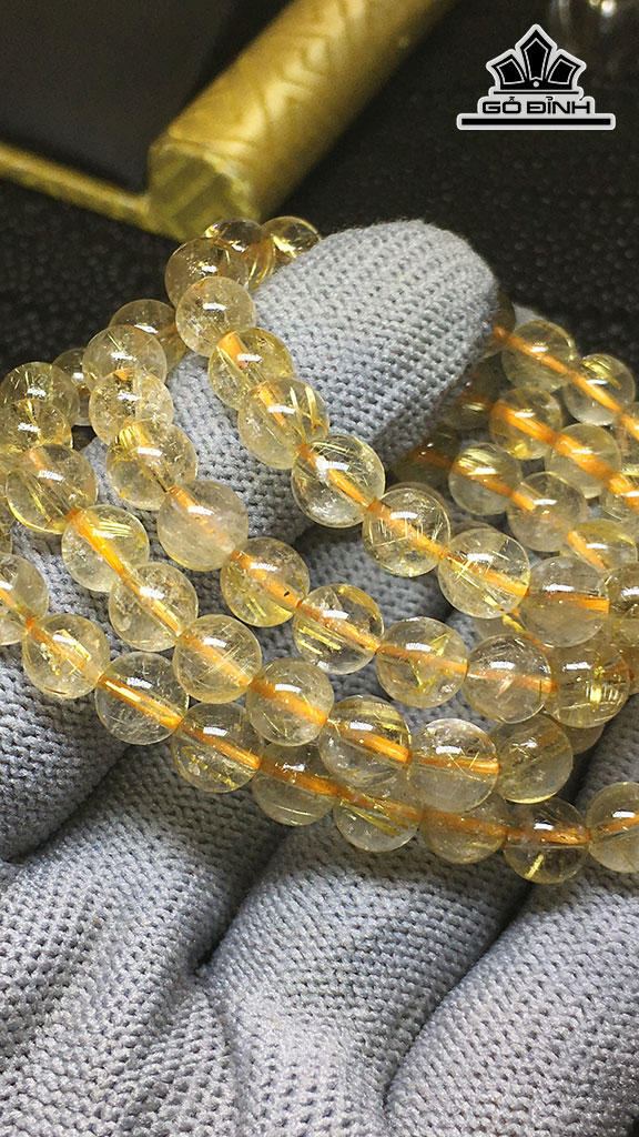 Chuỗi Đá Thạch Anh Tóc Vàng Đường Kính Hạt 6,9 (mm) 35.3gr
