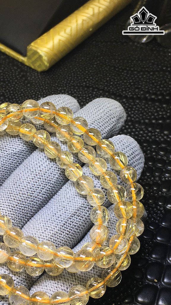 Chuỗi Đá Thạch Anh Tóc Vàng Đường Kính Hạt 6,9 (mm) 35.3gr