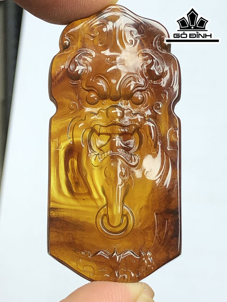 Mặt Dây Chuyền Đá Hổ Phách Cao 53,8 Ngang 25 Sâu 11 (mm) 11gr