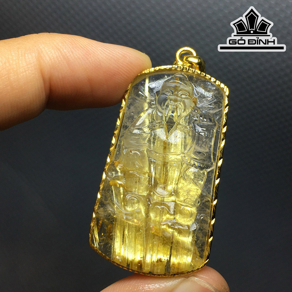 Mặt Dây Chuyền Đá Thạch Anh Tóc Vàng Cao 39,2 Ngang 22,2 Sâu 6,9 (mm) 11,9gr