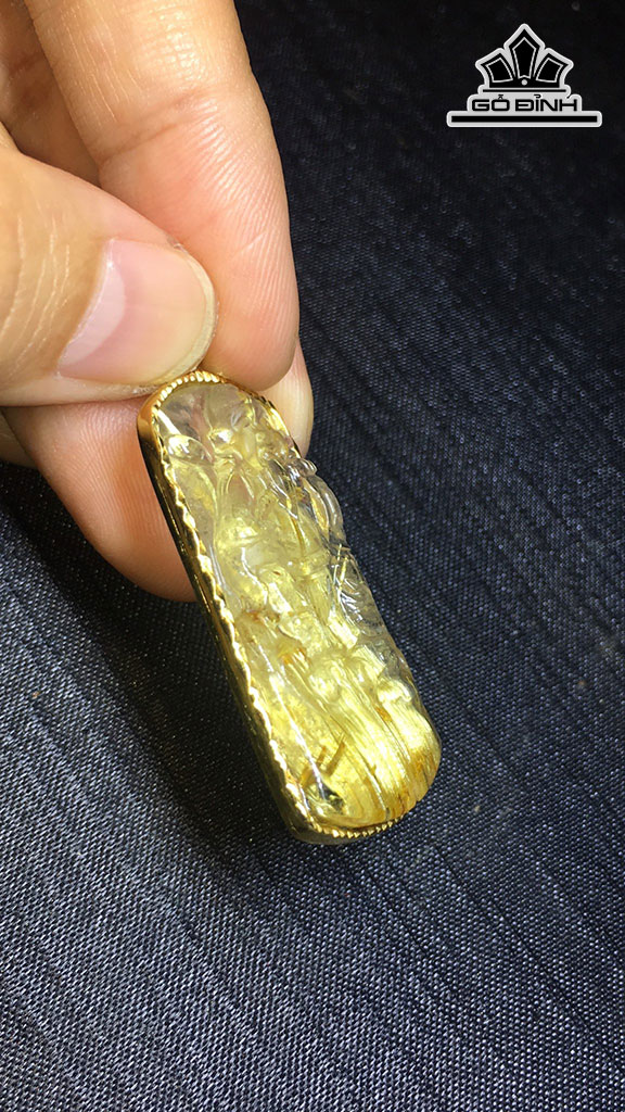 Mặt Dây Chuyền Đá Thạch Anh Tóc Vàng Cao 39,2 Ngang 22,2 Sâu 6,9 (mm) 11,9gr