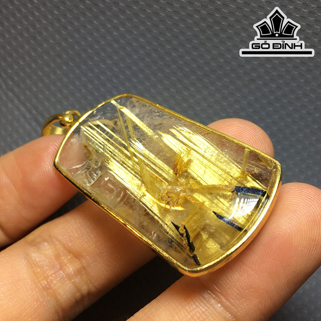 Mặt Dây Chuyền Đá Thạch Anh Tóc Vàng Cao 39,2 Ngang 22,2 Sâu 6,9 (mm) 11,9gr