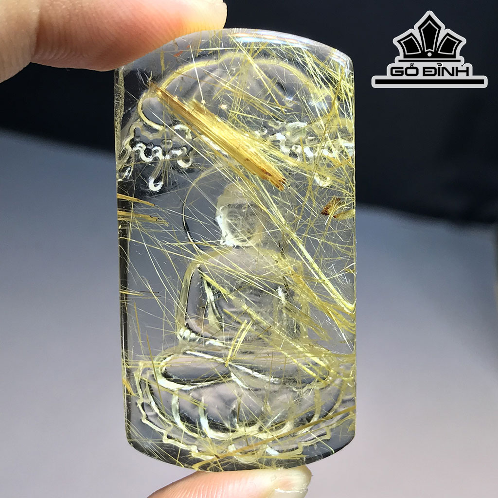 Mặt Dây Chuyền Đá Thạch Anh Tóc Vàng Cao 51,6 Ngang 27,7 Sâu 12,8 (mm) 28,6gr