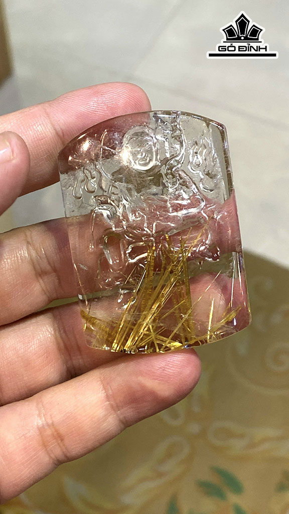Mặt Dây Chuyền Đá Thạch Anh Tóc Vàng Cao 55 Ngang 39 Sâu 8,6 (mm) 38gr