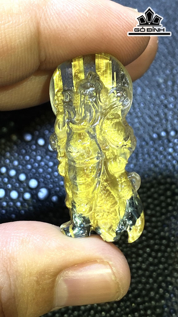 Mặt Dây Chuyền Quan Công Đá Thạch Anh Tóc Vàng Cao 36,8 Ngang 16,8 Sâu 9,9 (mm) 8,4gr