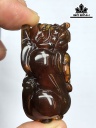 Mặt Dây Chuyền Tỳ Hưu Đá Hổ Phách Cao 47,5 Ngang 26,6 Sâu 23 (mm) 18gr