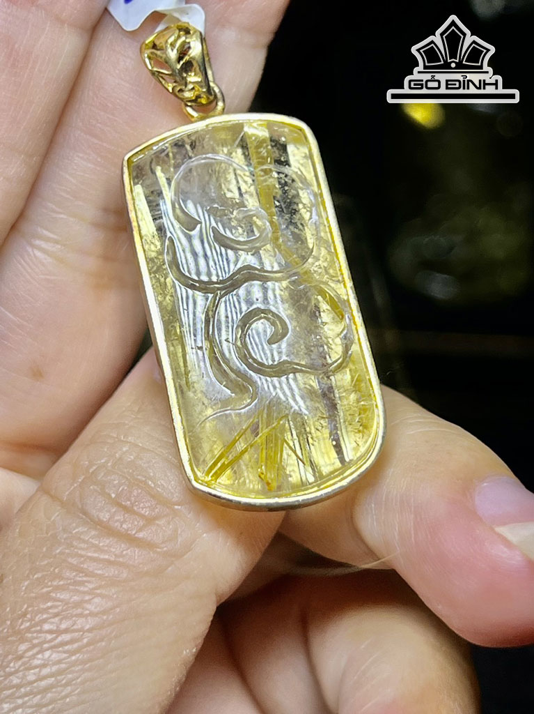 Rồng Đá Thạch Anh Tóc Vàng Cao 34,6 Ngang 17,8 Sâu 8,8 (mm) 16gr