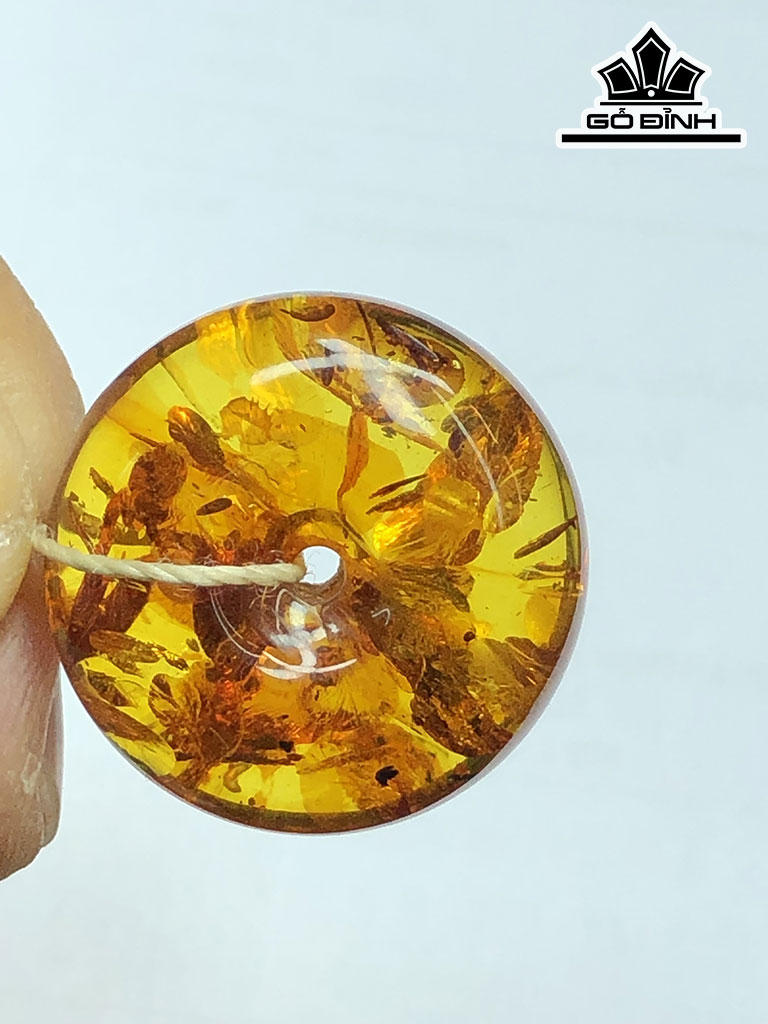 Tác Phẩm Đồng Điếu Đá Hổ Phách Cao 25 Ngang 13 (mm) 5gr