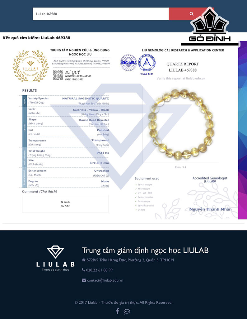 Vòng Tay Đá Thạch Anh Tóc Vàng Đường Kính Hạt 8,70-8,11 (mm) 89.64cts