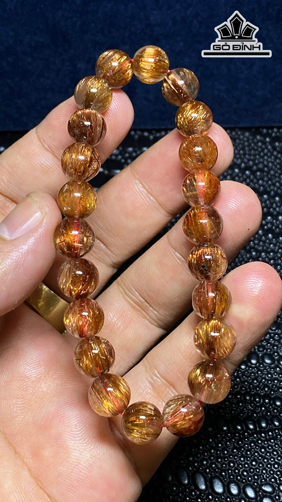 Vòng Tay Đá Thạch Anh Tóc Vàng Đường Kính Hạt 9 (mm) 23.5gr