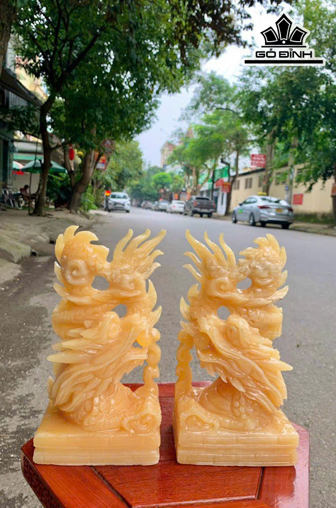 Cặp Song Long Đá Ngọc Hoàng Long Cao 23 (cm)