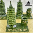 Ống Bút Tháp Văn Xương Đá Serpentine Cao 15 (cm)
