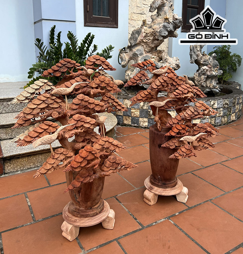 Bình Tùng Gỗ Hương Cao 85 Ngang 58 Sâu 36 (cm)
