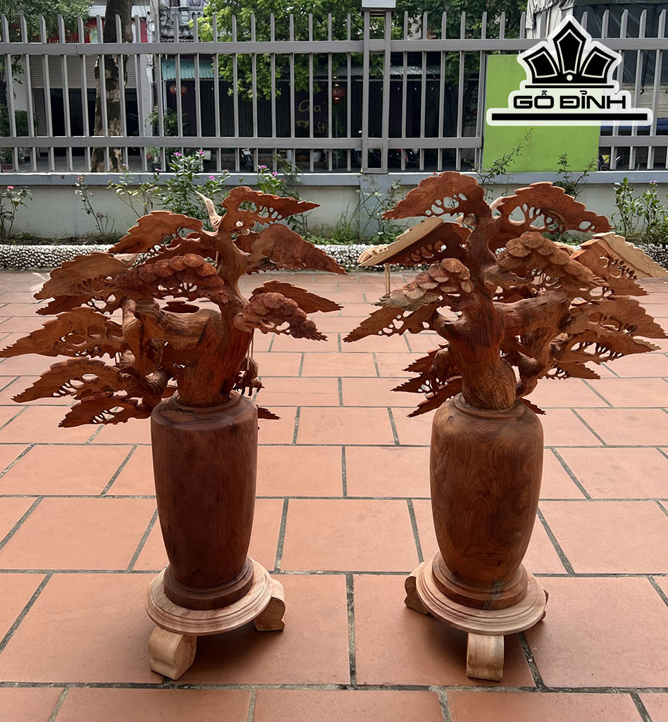 Bình Tùng Gỗ Hương Cao 85 Ngang 58 Sâu 36 (cm)